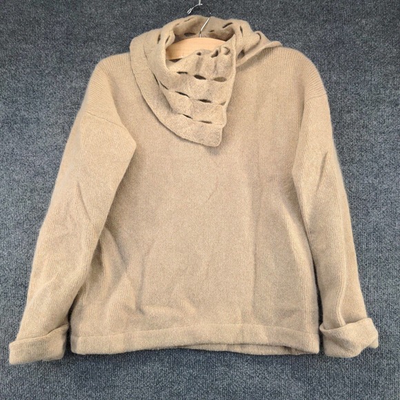 I.B. Diffusion Women's Pullover Knit Sweater Tan Medium Long Sleeve Lambswool - Picture 2 of 11